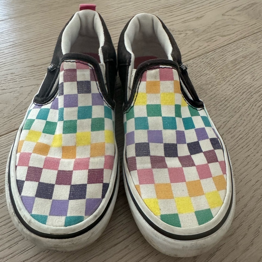 VANS Canvas Multicolor checkered Slip On Unisex Kids' Shoes size 12 - Picture 1 of 9